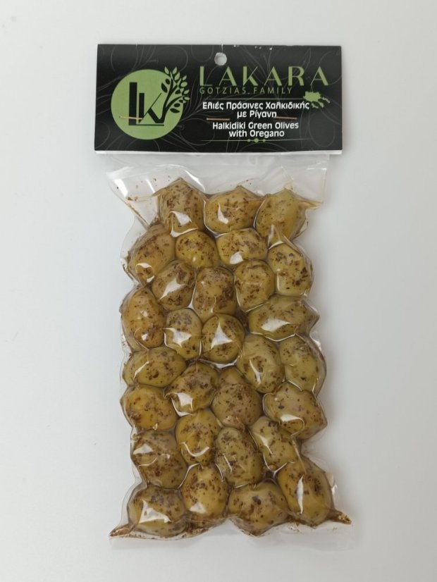 Zelené olivy s oreganem vakuově balené 250 gr