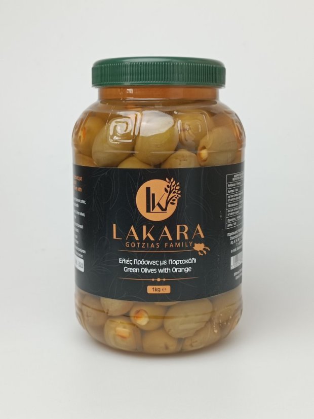 Zelené olivy plnené pomarančom 1 kg Zelené olivy plnené pomarančom 1 kg