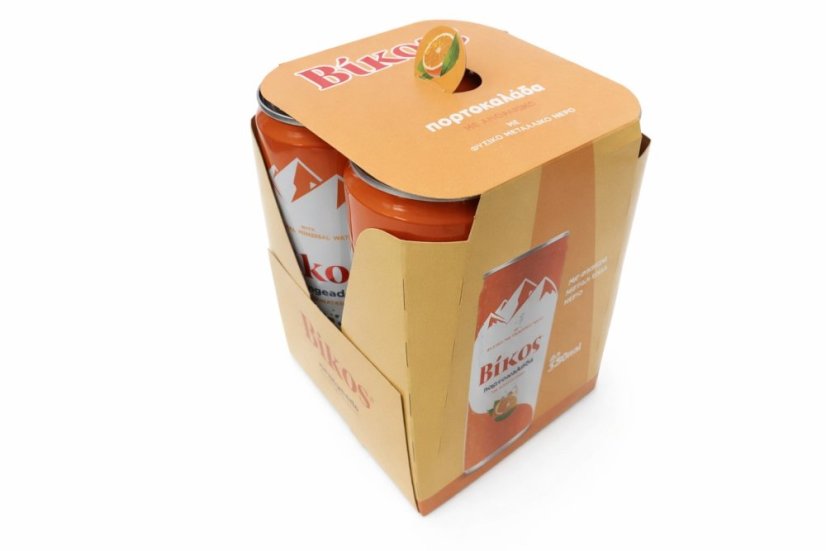 Limonáda - Portokaláda Vikos pomerančová v plechovce, balení 4 x 330 ml